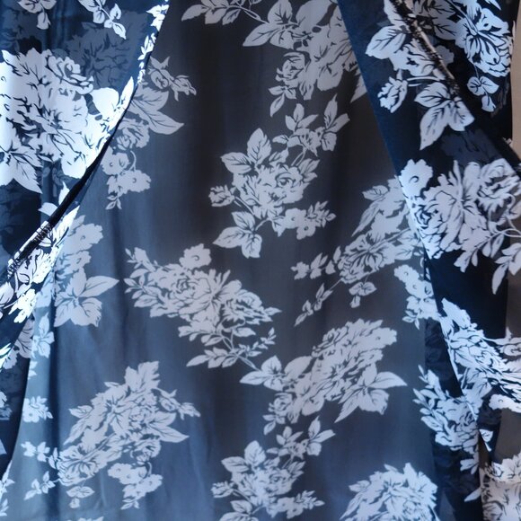 🎄2/$50🎄 Black Lace w/ White Floral Print Sheer Wrap-around Dress - Picture 6 of 7